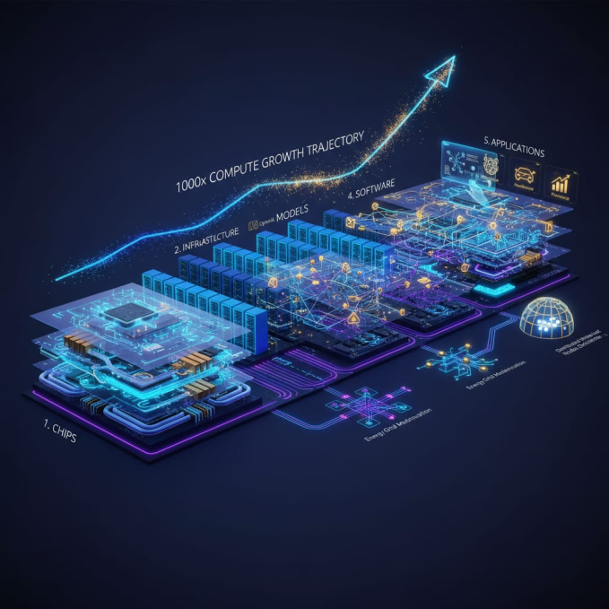 Jensen Huang at Milken: The Five-Layer Cake, the 1000x Compute Jump, and Why the Doomers Are Missing the Point